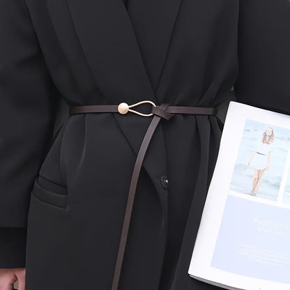 2pcs Fashion Knot Thin PU Belt - Vintage Solid Belt for Dresses, Coats & Casual Wear, Versatile for Daily, Commuter & Party Outfits