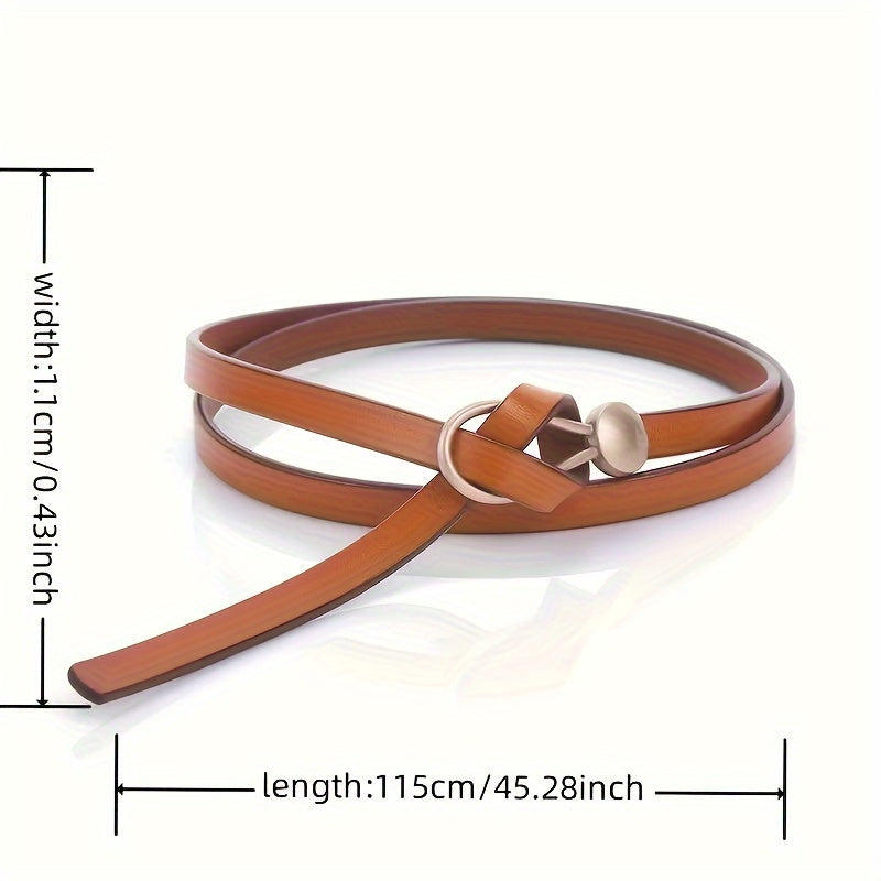 2pcs Fashion Knot Thin PU Belt - Vintage Solid Belt for Dresses, Coats & Casual Wear, Versatile for Daily, Commuter & Party Outfits