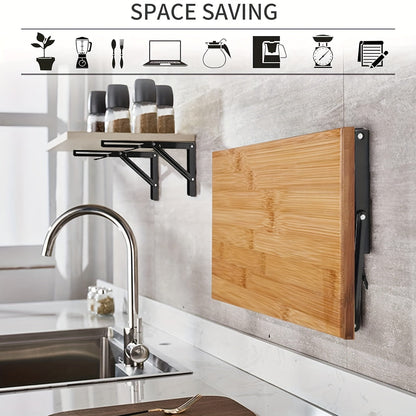 Buy 1 Get 1 Free - Heavy-Duty Triangle Metal Folding Shelf Brackets (2 Pack) | Sturdy, Rust-Resistant, Space-Saving Wall-Mounted Supports for Tables, Benches and Shelves