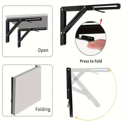 Buy 1 Get 1 Free - Heavy-Duty Triangle Metal Folding Shelf Brackets (2 Pack) | Sturdy, Rust-Resistant, Space-Saving Wall-Mounted Supports for Tables, Benches and Shelves
