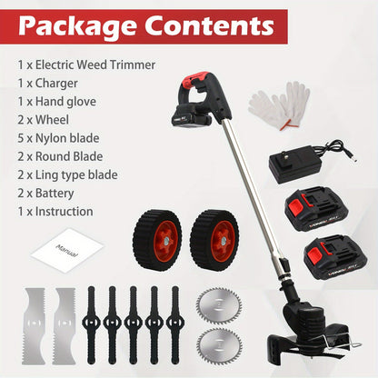 Cordless Electric Weed Wacker String Trimmer – Effortless Lawn Edging, Brush Cutting – Lightweight, Adjustable, Safety-Protected Tool for Lawn Care and Garden Maintenance