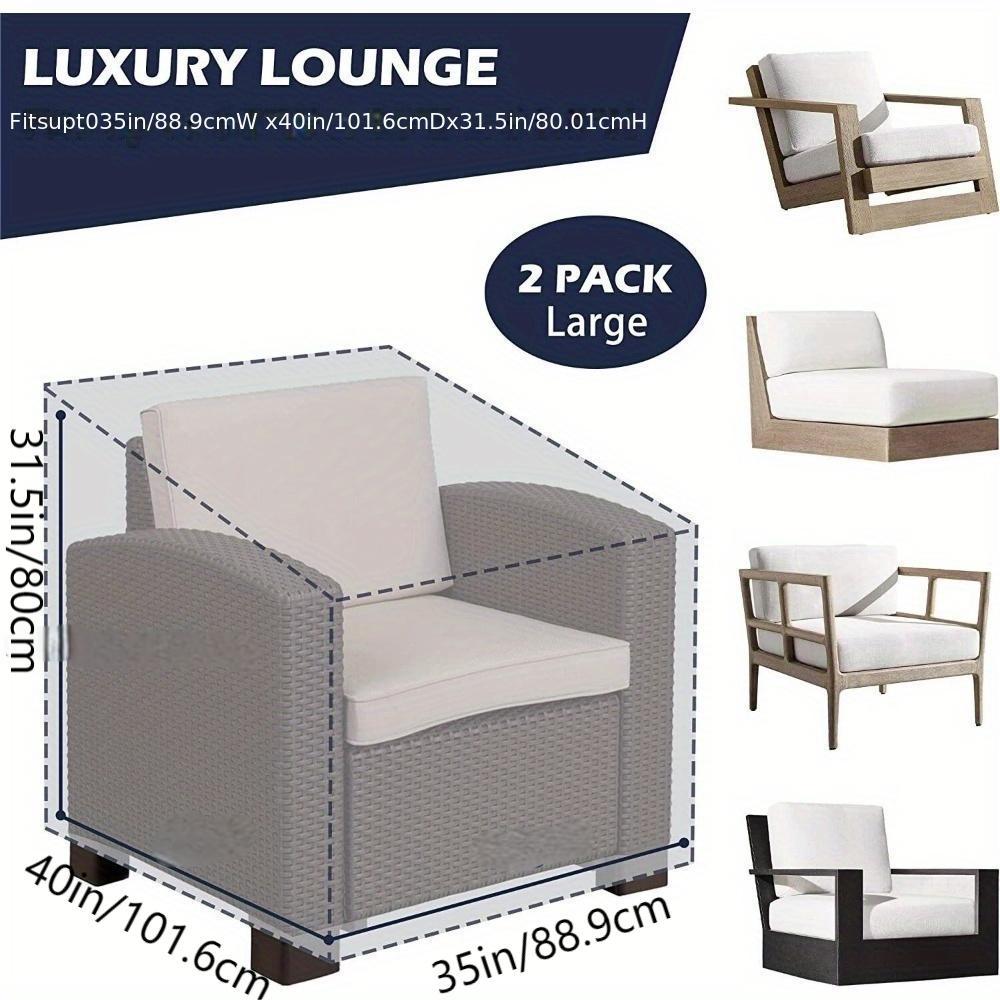 2 Sets Outdoor Patio Chair Covers – Waterproof, Dust-Proof Single Sofa Cover for Balcony, 35W x 40D x 31.5H Inches, Rain Seat Protector