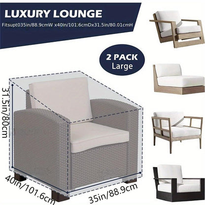 2 Sets Outdoor Patio Chair Covers – Waterproof, Dust-Proof Single Sofa Cover for Balcony, 35W x 40D x 31.5H Inches, Rain Seat Protector