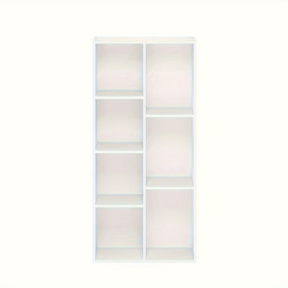 7 Cube Bookcase - White/Pink Bookshelf and Storage Organizer, Multi-Purpose Shelving Unit for Books, Clothes, Toys, Home Office, Living Room, Bedroom, Modern Design, Easy Assembly