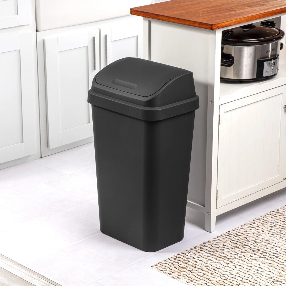 13 Gallon Large Capacity Plastic Twist Top Kitchen Trash Can - Odor-Resistant, Easy-to-Clean, Space-Saving Design - Ideal for Kitchen, Bedroom, Basement, and More