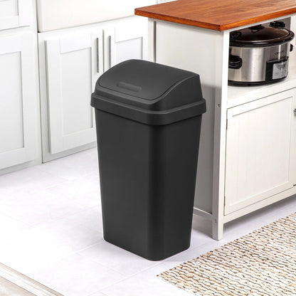 13 Gallon Large Capacity Plastic Twist Top Kitchen Trash Can - Odor-Resistant, Easy-to-Clean, Space-Saving Design - Ideal for Kitchen, Bedroom, Basement, and More