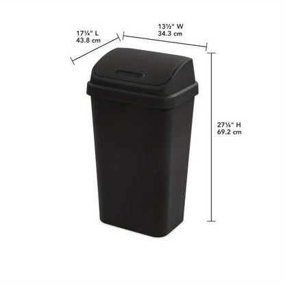 13 Gallon Large Capacity Plastic Twist Top Kitchen Trash Can - Odor-Resistant, Easy-to-Clean, Space-Saving Design - Ideal for Kitchen, Bedroom, Basement, and More