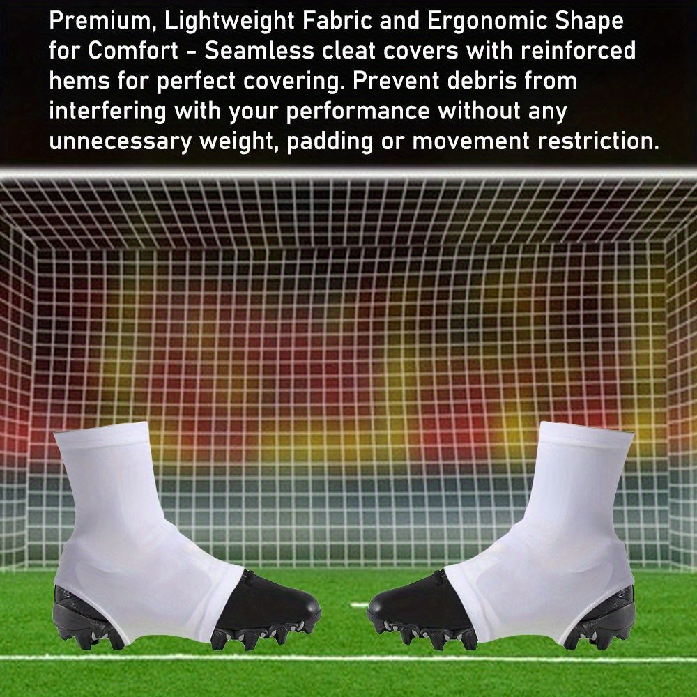 Ultra-Soft Lycra Football Cleat Covers – Slip-Resistant, Durable Spike Protectors for Soccer & Sports, One Size Fits All, Black/White