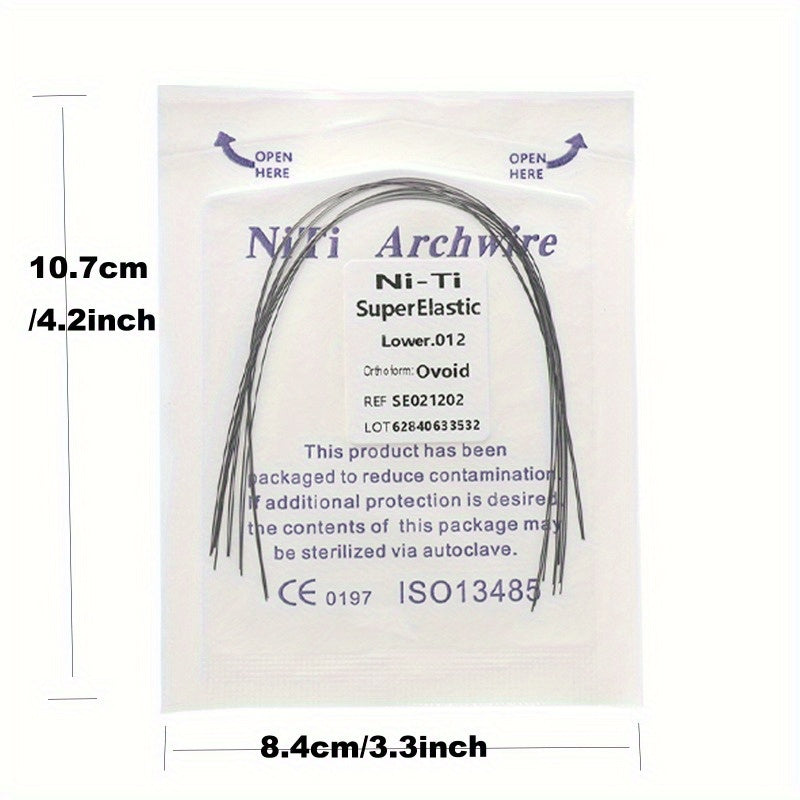 Ni-Ti Superelastic Archwire 014 Upper, 012 Lower - Ovoid Ref. S50212034, CE 0197 ISO13485 Certified