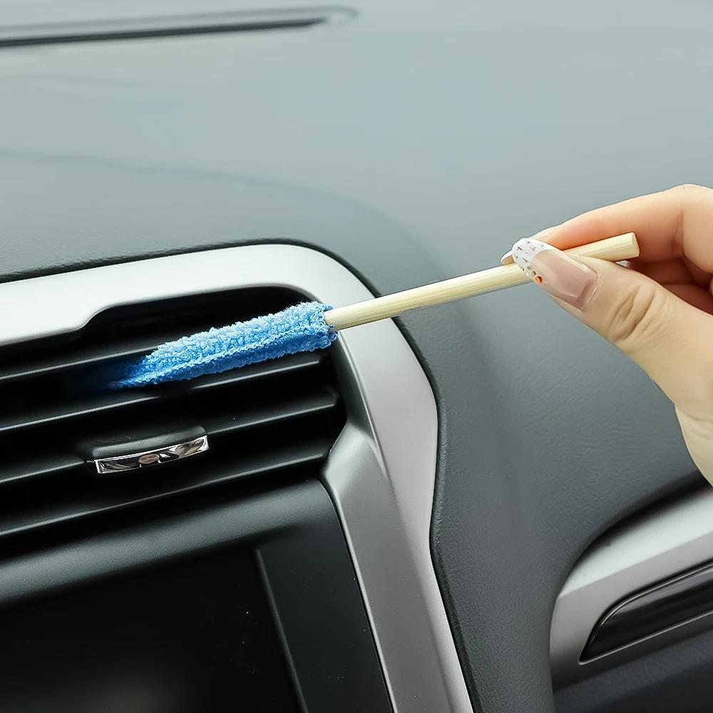 5pcs Ultra Soft Microfiber Detailing Brushes with Long Handles - Ideal for Cars, Blinds, and Hard-to-Reach Areas - Washable and Reusable Cleaning Tools