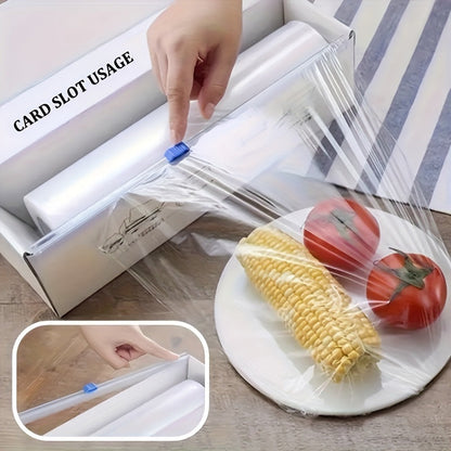 Multi-Purpose Plastic Wrap Dispenser with Slide Cutter - Reusable Cling Film and Aluminum Foil Cutting Tool - Safe for Food Contact, Kitchen Essential