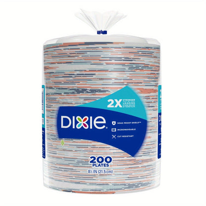 8.5-Inch Disposable Plates, 200 Count – Multicolor, 2X Stronger* – Durable and Convenient