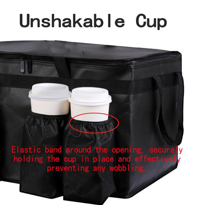 Premium XXXL Insulated Food Delivery Bag with Cup Holders – 22.8x14x15" – Ideal for DoorDash, Beverages, Groceries and Pizza – Commercial Grade Hot and Cold Storage