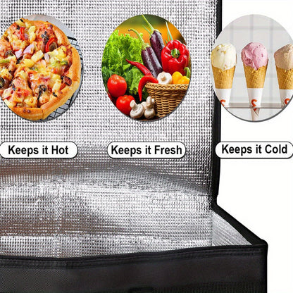 Premium XXXL Insulated Food Delivery Bag with Cup Holders – 22.8x14x15" – Ideal for DoorDash, Beverages, Groceries and Pizza – Commercial Grade Hot and Cold Storage