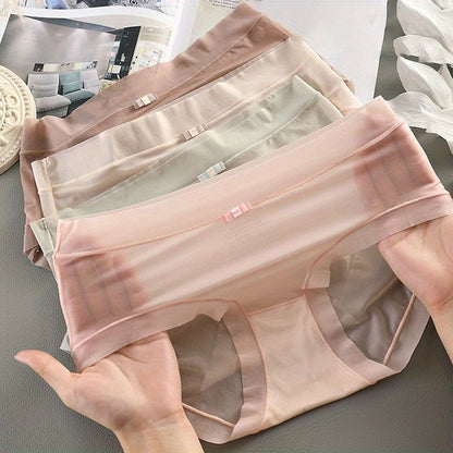 Women's Quick-Dry Silk Panties - Sexy, Breathable Lingerie for Spring and Summer | Monochromatic Design