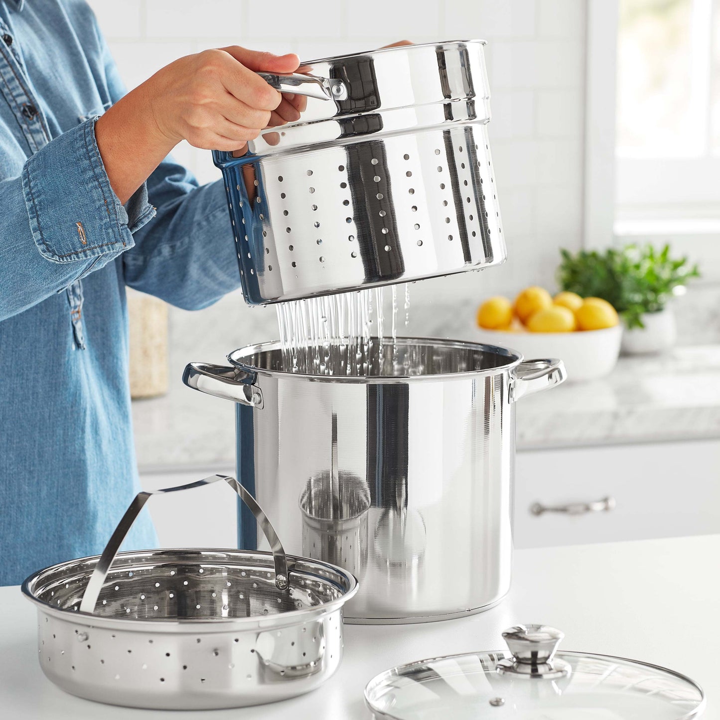 Mainstays 8-Quart Stainless Steel Multi-Cooker with Glass Lid