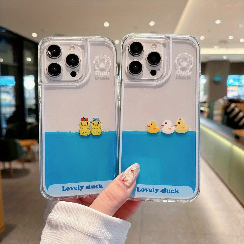 Floating Duck Liquid Flow Phone Case - Anti-Fall Protective Case for iPhone 15/14/13/12 | Suitable for Apple 15 Pro Max | Simple and Fresh Design