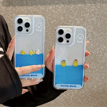 Floating Duck Liquid Flow Phone Case - Anti-Fall Protective Case for iPhone 15/14/13/12 | Suitable for Apple 15 Pro Max | Simple and Fresh Design