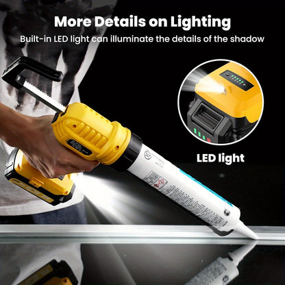 ProPlus Cordless Caulking Gun - 5-Speed Electric Caulk Gun with 2.0Ah Li-Battery, Charger, LED Light | Dripless Design and Cutting Tool for Adhesives, Sealants, Bathroom, Balcony, Door Sealing