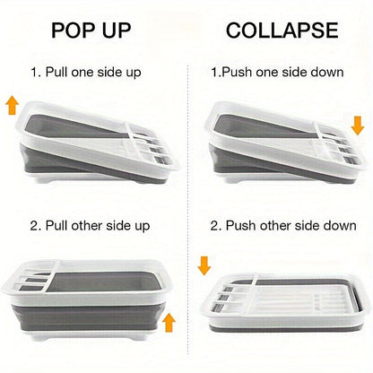 Space-Saving Collapsible Dish Rack - Portable Kitchen Organizer for Dishes, Utensils and Cutlery - Ideal for RVs, Campers and Travel Trailers