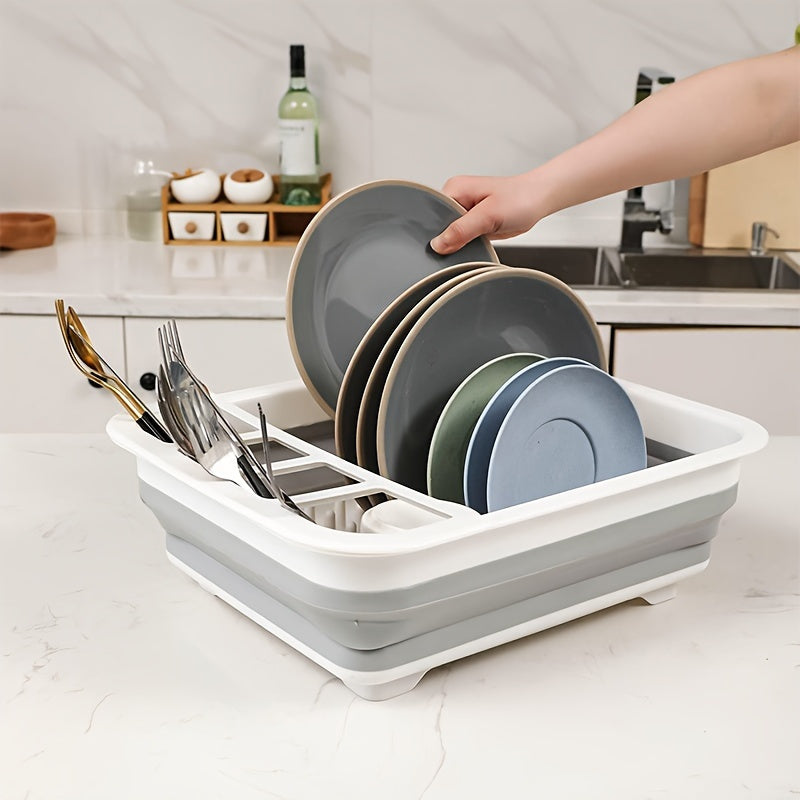 Space-Saving Collapsible Dish Rack - Portable Kitchen Organizer for Dishes, Utensils and Cutlery - Ideal for RVs, Campers and Travel Trailers