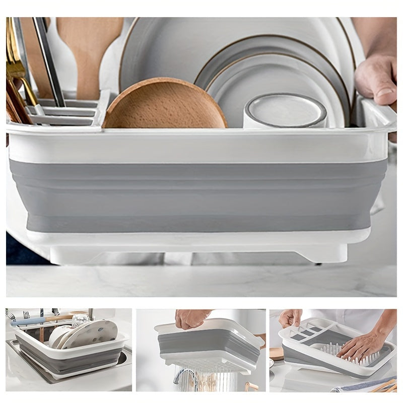Space-Saving Collapsible Dish Rack - Portable Kitchen Organizer for Dishes, Utensils and Cutlery - Ideal for RVs, Campers and Travel Trailers