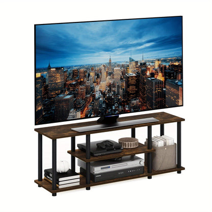 Up to 50" 3-Tier Entertainment Stand - TV Wall & Ceiling Mounts - No Tools Assembly, Stylish Design, Functional for Any Room - 11.7 x 43.8 x 16.2 inches