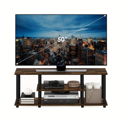Up to 50" 3-Tier Entertainment Stand - TV Wall & Ceiling Mounts - No Tools Assembly, Stylish Design, Functional for Any Room - 11.7 x 43.8 x 16.2 inches