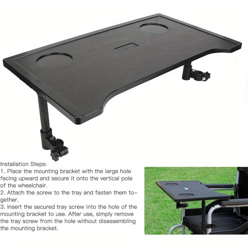 Detachable Wheelchair Tray Table with Cup Holders – Fits Most Standard Chairs, Ideal for Eating, Reading and Resting