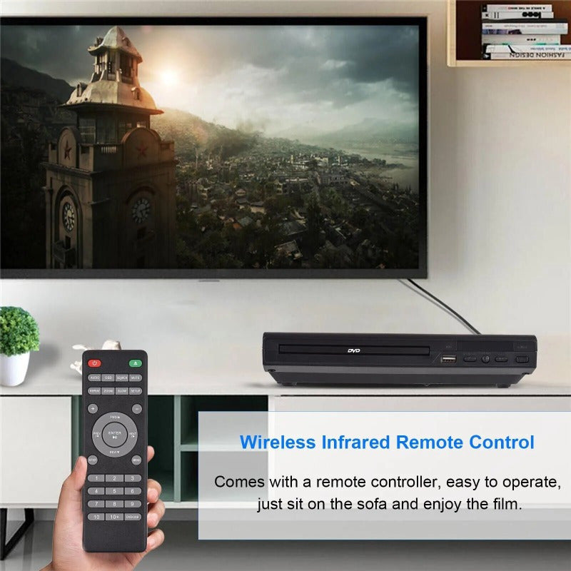 2024 All Region Free DVD Player - DVD and CD Disc Player with AV Output, USB Support, and Remote Control
