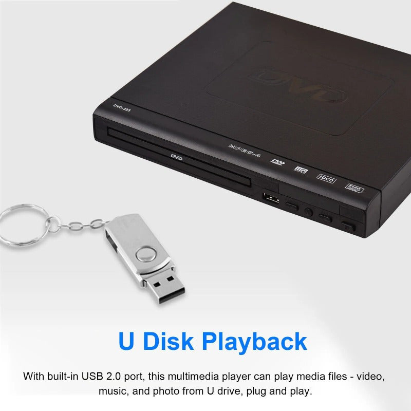 2024 All Region Free DVD Player - DVD and CD Disc Player with AV Output, USB Support, and Remote Control