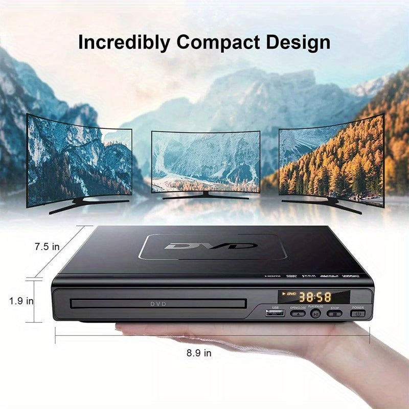 2024 All Region Free DVD Player - DVD and CD Disc Player with AV Output, USB Support, and Remote Control