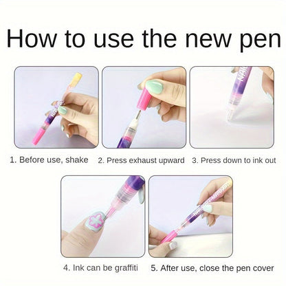 Nail Doodle Pen Set - 12 Color Acrylic Paint Pen for DIY Nail Art, Quick Drying, Precision 3D Dot Stitching, Suitable for Home and Salon Use, Professional Long-Lasting Details