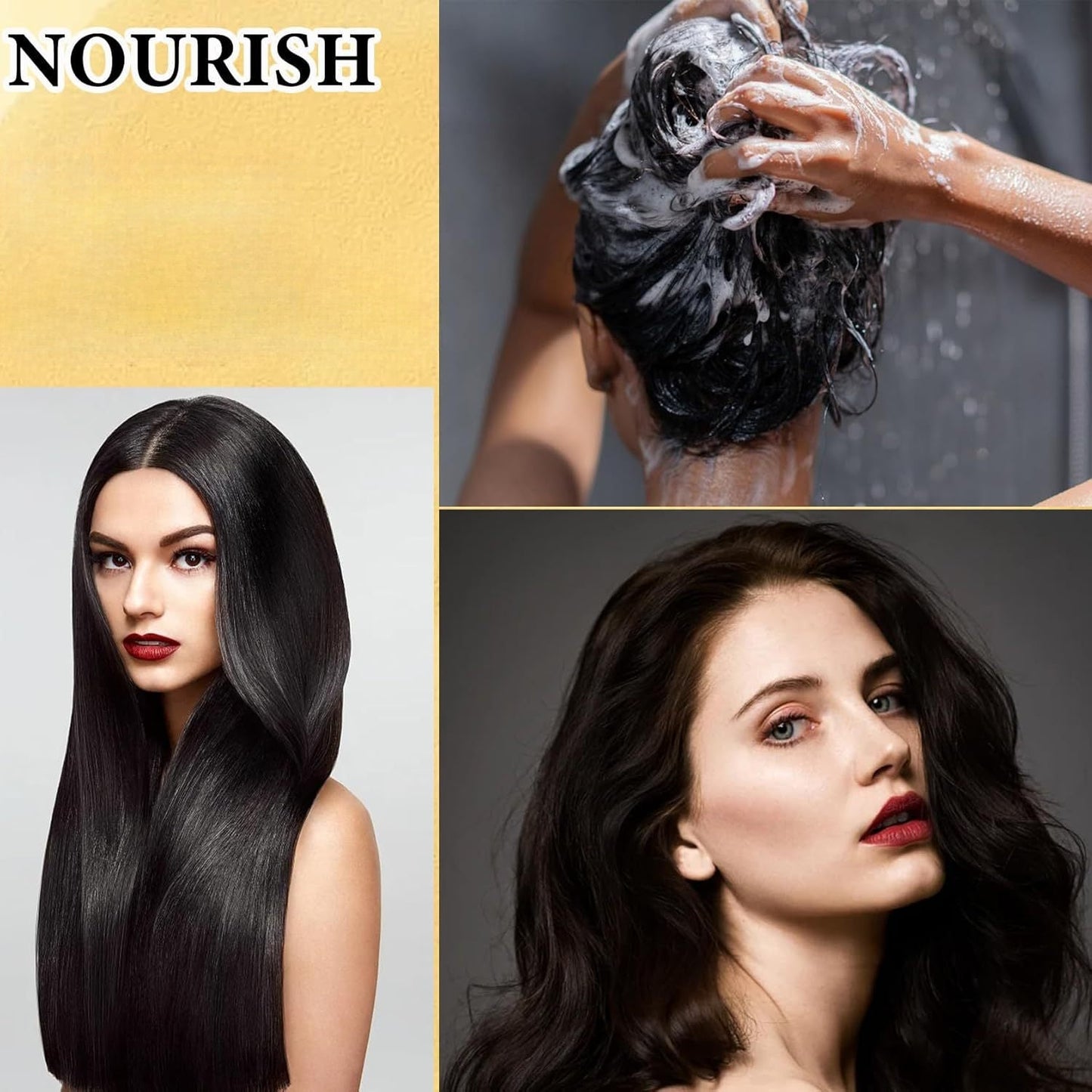 2pcs Black Hair Dye Shampoo – 3 in 1 Washing, Conditioning and Dyeing, Color Lock Formula, Moisturizing, Natural and Long-Lasting for Grey Hair, Men and Women
