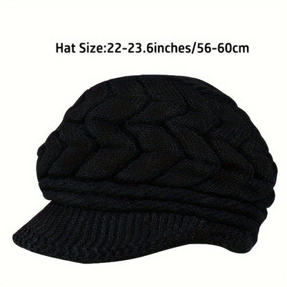 Cozy Knit Beanie for Women - Solid Color, Thick & Warm with Ear Protection, Windproof Travel Hat