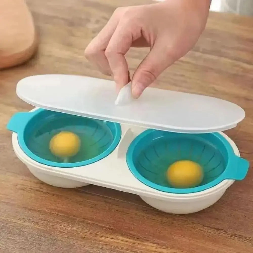 Easy Microwave Egg Poacher - Dual Cup, BPA-Free ABS Kitchen Gadget for Perfectly Cooked Eggs