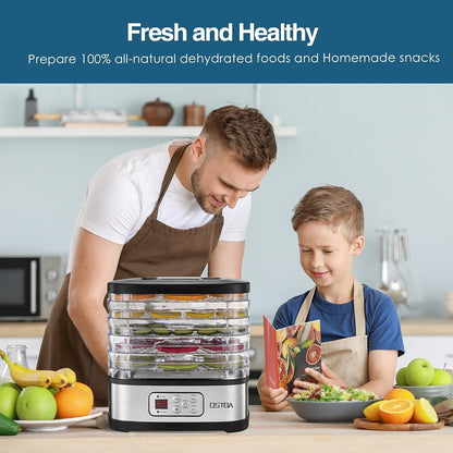 5 Tray OSTBA Food Dehydrator Machine – Adjustable Temp Control, 72H Timer, LED Display and Recipe Book – 240W for Drying Food, Jerky, Fruit, Dog Treats