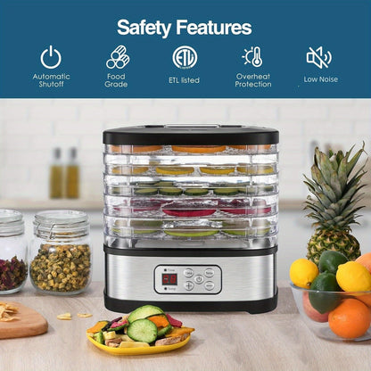5 Tray OSTBA Food Dehydrator Machine – Adjustable Temp Control, 72H Timer, LED Display and Recipe Book – 240W for Drying Food, Jerky, Fruit, Dog Treats