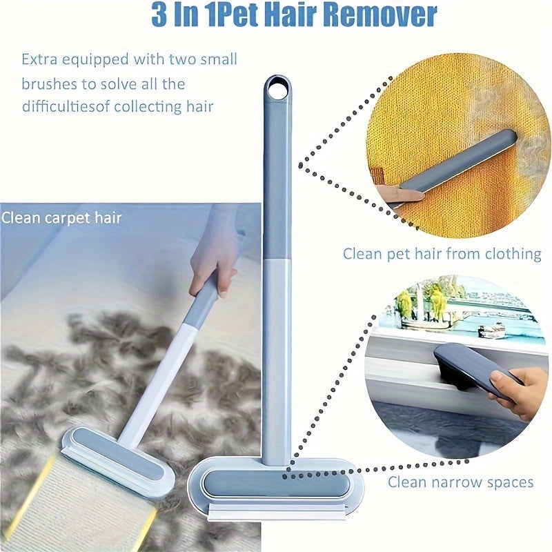 Dual-Action Pet Hair Remover Brush - Washable and Reusable Tool for Dog Fur on Carpets and Sofas