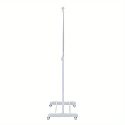 Adjustable Rolling Garment Rack – Metal Chrome & White, 84-121W x 44D x 123.5-163H cm