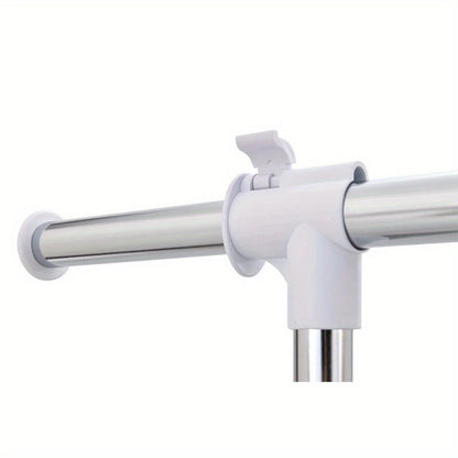 Adjustable Rolling Garment Rack – Metal Chrome & White, 84-121W x 44D x 123.5-163H cm