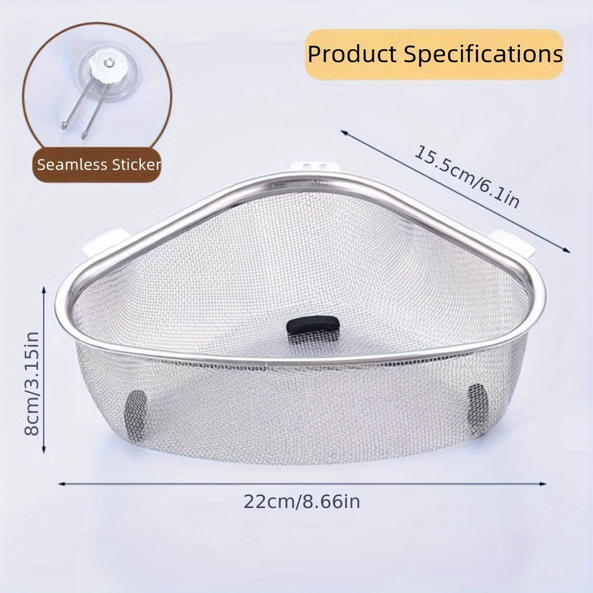 201 Stainless Steel Triangle Corner Sink Strainer – Multipurpose Mesh Drain Basket for Kitchen, Easy-Clean & Space-Efficient with Dual-Use Hanging & Standing Options