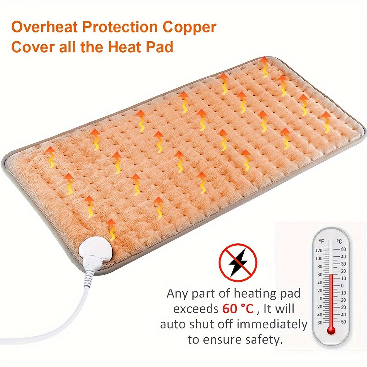 Large Heating Pad - 60x30cm with 9 Temperature Settings and Auto Off - Pain Relief for Back, Neck, Shoulders, Legs - Ideal Gift for Christmas
