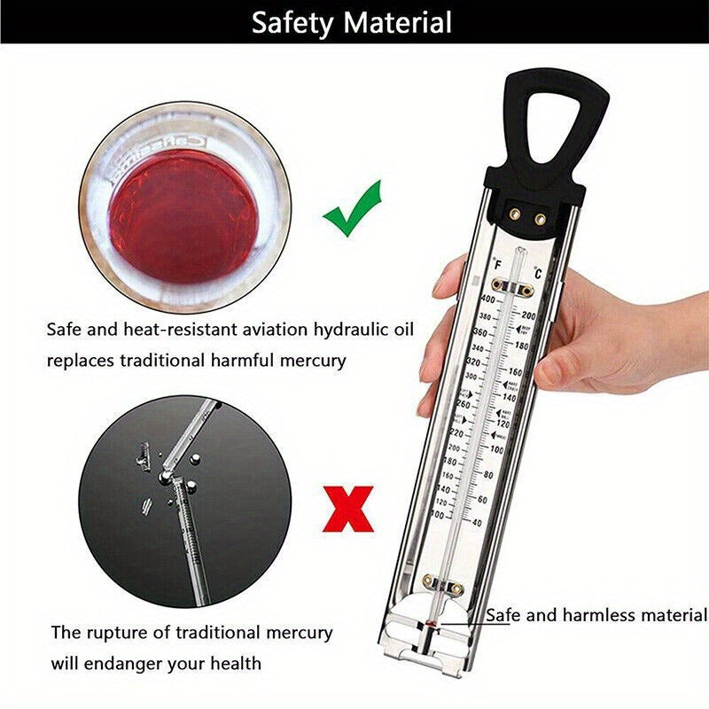 Precision Stainless Steel Kitchen Thermometer - Durable 400 Series with ABS Handle, Ideal for Cooking, Baking & Candy Making