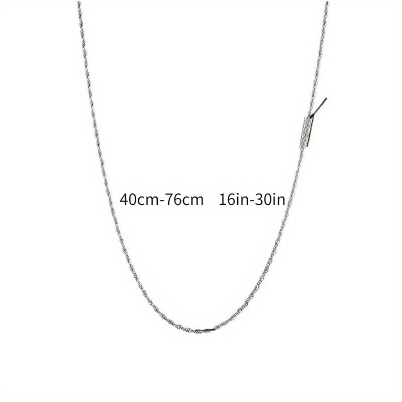 2PCS 925 Sterling Silver Twisted Rope Chain Necklace & Bracelet - Simple Hip-Hop Style, Shiny Basic Chain, Elegant Women's Jewelry Accessories