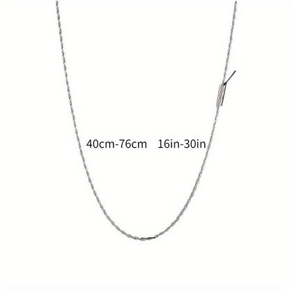 2PCS 925 Sterling Silver Twisted Rope Chain Necklace & Bracelet - Simple Hip-Hop Style, Shiny Basic Chain, Elegant Women's Jewelry Accessories