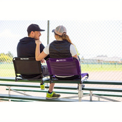 Extra Wide Stadium Seat with Hooks – Comfortable Black Seat for Sporting Events