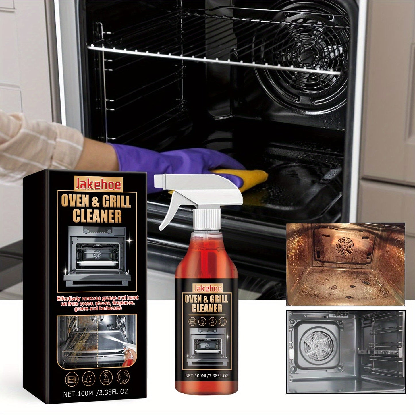 3.38oz Stovetop Oven Foam Cleaner - Grill Stain Remover, Deodorizer, and Degreaser