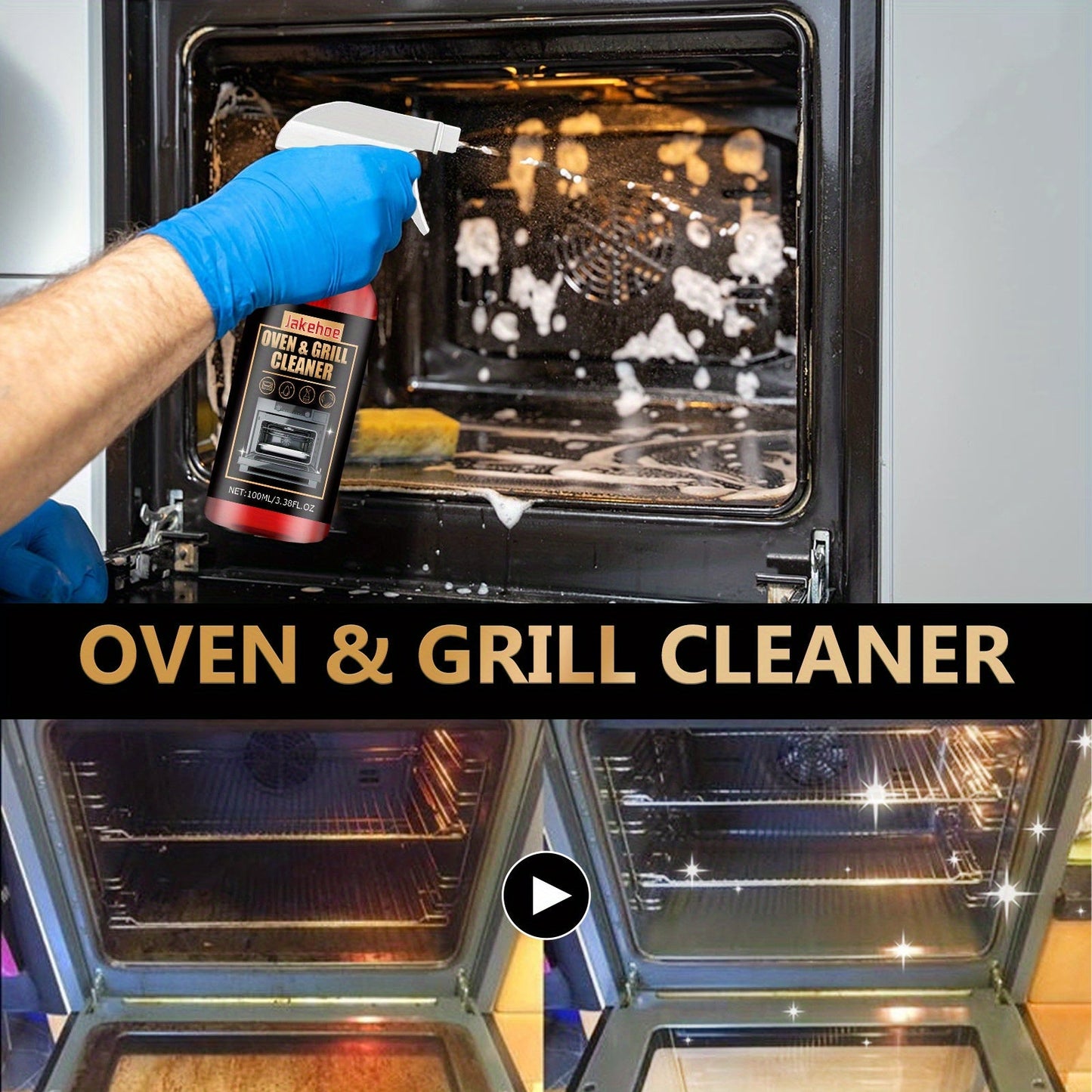 3.38oz Stovetop Oven Foam Cleaner - Grill Stain Remover, Deodorizer, and Degreaser