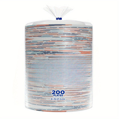8.5 Inch Disposable Plates - 200 Count, 2X Stronger Multicolor Plates for Parties and Events